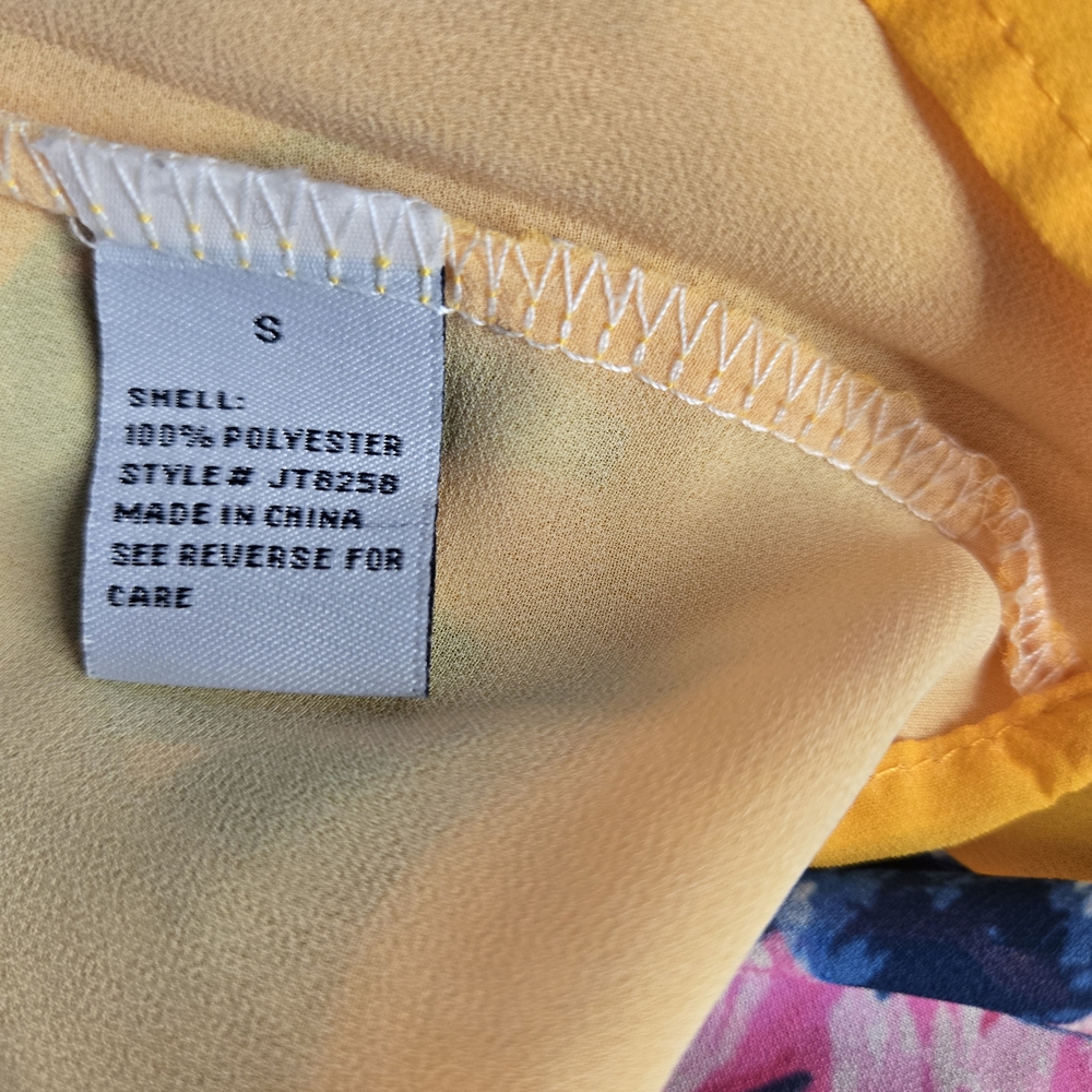 JEALOUS TOMATO Size S Bright Yellow Floral Summer Blouse - Picture 10 of 11